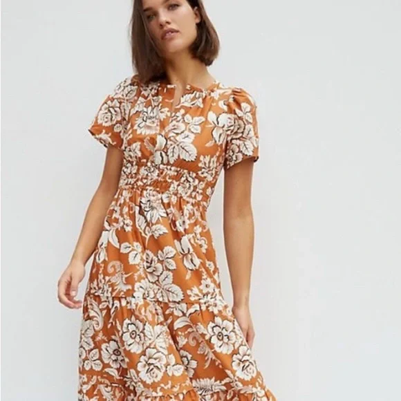 Anthropologie Terracotta Floral Maxi Dress - Picture 3 of 6